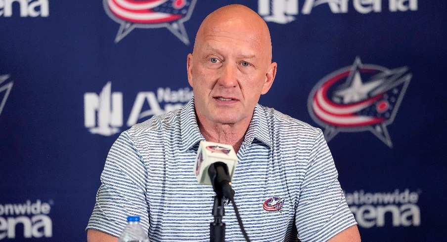 Columbus Blue Jackets General Manager Jarmo Kekalainen speaks after hiring Mike Babcock as the new head coach during a press conference at Nationwide Arena.