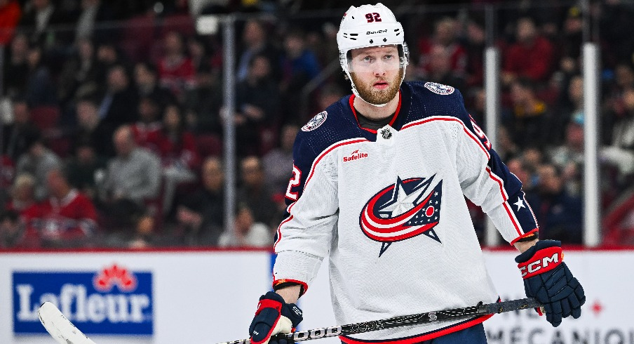 Columbus Blue Jackets left wing Alex Nylander (92) looks on against the Montreal Canadiens during the second period at Bell Centre.