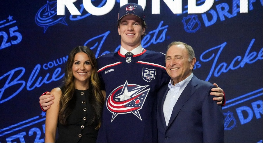 The Columbus Blue Jackets selected defenseman Jackson Smith with the 14th overall selection in the 2025 NHL Draft.