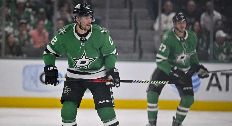 Dallas Stars defenseman Brendan Smith (2) in action during the game between the Dallas Stars and the San Jose Sharks at the American Airlines Center.