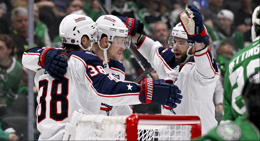 Five different Blue Jackets scored and Elvis was the #1 Star of the Night in Columbus' 5-1 win in Dallas on Tuesday over the Stars.