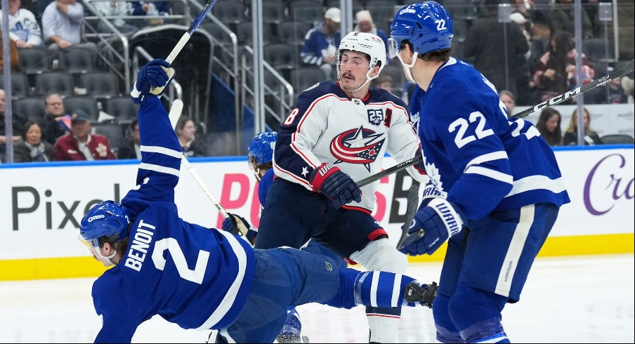 Zach Werenski and Luca Pinelli are in and Kirill Marchenko and Mathieu Olivier are out Wednesday night as the Blue Jackets battle the Maple Leafs for the final time this season.