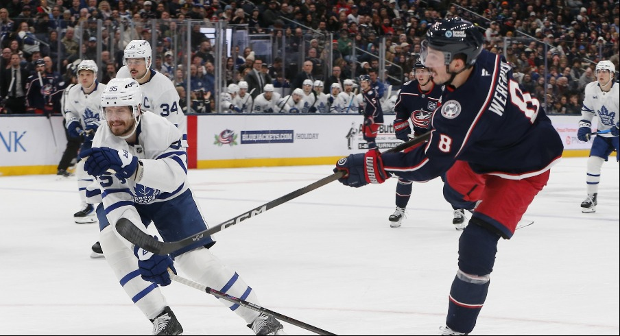 The Columbus Blue Jackets went to overtime for the seventh time in 10 games Wednesday night, and again came up short in a 2-1 loss to the Toronto Maple Leafs.