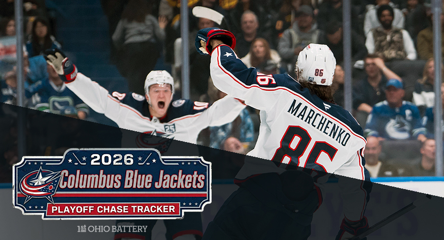 Blue Jackets Playoff Chase Tracker cover photo featuring Kirill Marchenko